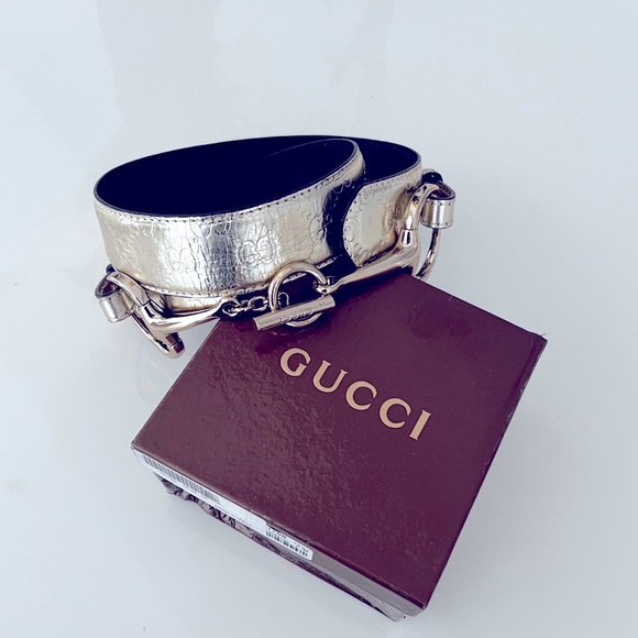 GUCCI WOMEN BELT LEATHER SILVERS SIZE 100 - Picture 1 of 17